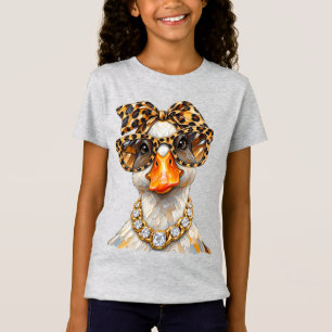 Silly Goose Glam Leopard Preppy Funny Animal T-Shirt
