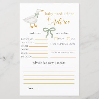 Silly Goose Green Bow Baby Predictions and Advice 