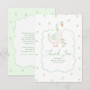 Silly Goose Green Cute Whimsical Thank You Card