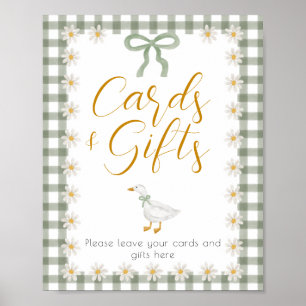 Silly Goose Green Gingham Baby Shower Gift Table  Poster