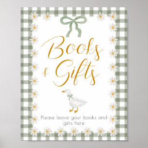 Silly Goose Green Gingham Baby Shower Gift Table Poster