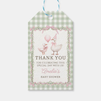 Silly Goose Green Gingham Baby Shower Gift Tag