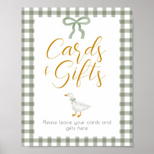 Silly Goose Green Gingham Cottagecore Gift Table  Poster