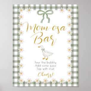Silly Goose Green Gingham Mimosa Bar Baby Shower Poster