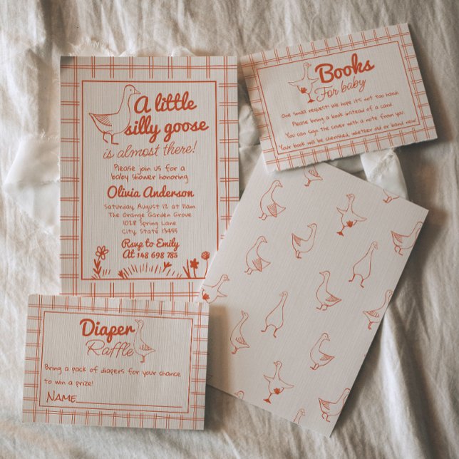 Silly Goose Hand Drawn Gender Neutral Baby Shower Invitation (Creator Uploaded)