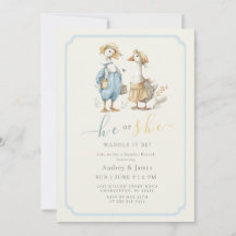 Silly Goose He or She Gender Reveal Watercolor