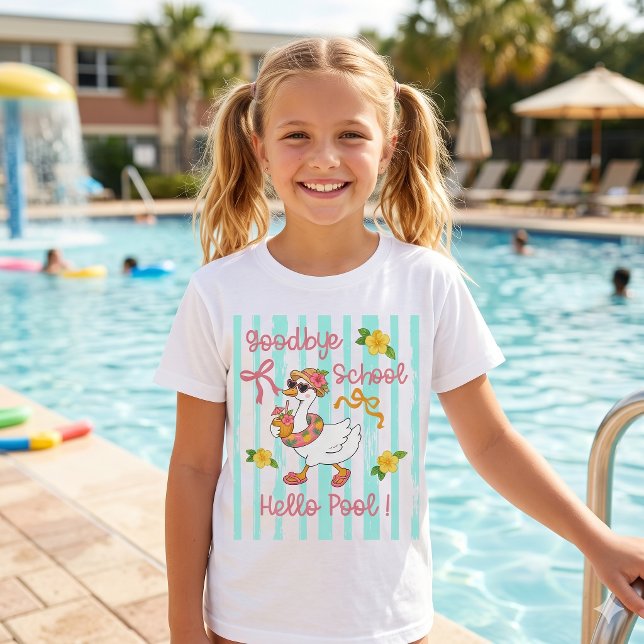 Silly Goose Hello Pool Party Stripes T-Shirt  (Creator Uploaded)