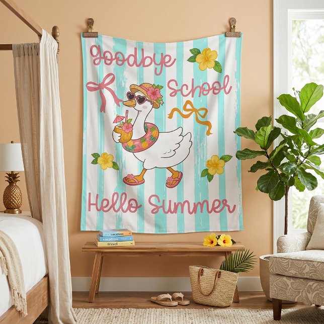 Silly Goose Hello Summer Party Stripes Tapestry (Creator Uploaded)