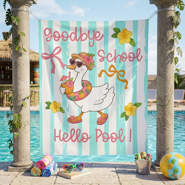 Silly Goose Hello Summer Party Stripes Tapestry (Creator Uploaded)