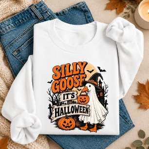 Silly Goose It's Halloween Ghost Witch Animal Sweatshirt
