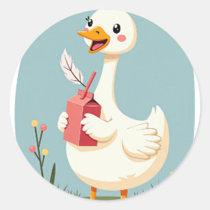 Silly Goose Juice Funny Bird Humour Cute Kawaii An Classic Round Sticker