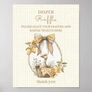 Silly Goose Lemon Watercolor Diaper Raffle Sign