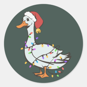Silly Goose Light Christmas Funny Duck Xmas Lights Classic Round Sticker