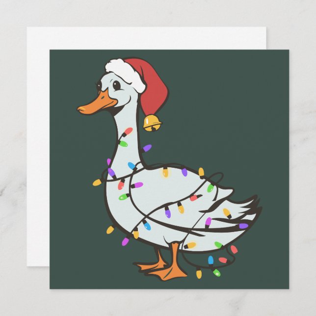 Silly Goose Light Christmas Funny Duck Xmas Lights Holiday Card (Front/Back)