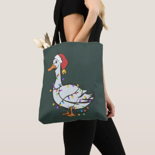 Silly Goose Light Christmas Funny Duck Xmas Lights Tote Bag