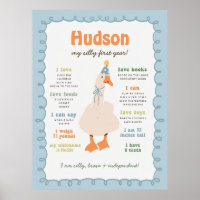Silly Goose Milestone Board, Printable One Silly 