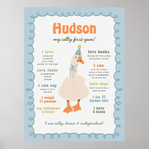 Silly Goose Milestone Board, Printable One Silly  Poster