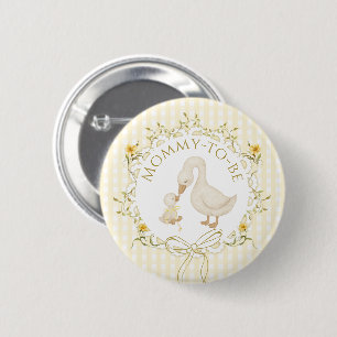 Silly Goose Mommy to be Yellow Gingham Baby Shower 6 Cm Round Badge