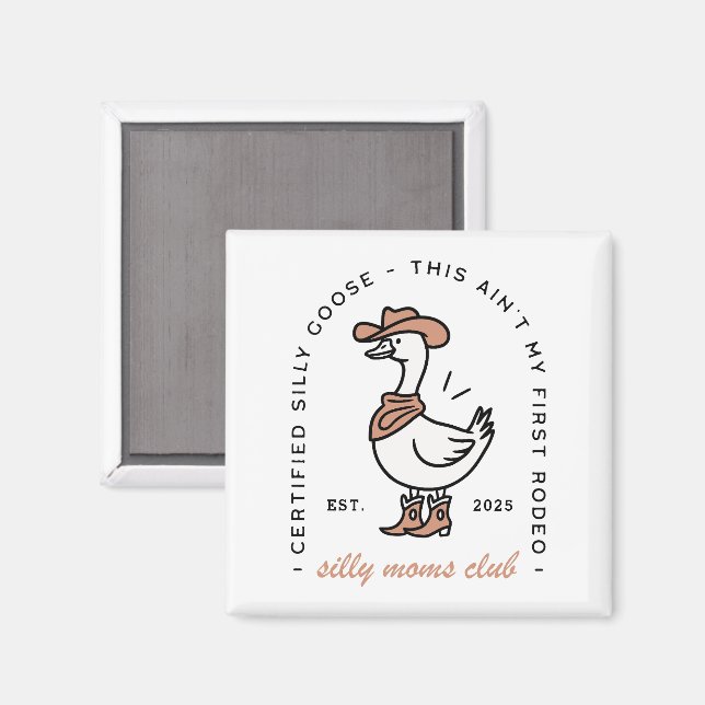 Silly goose mum cowgirl club funny farm animal magnet (Front/Back)