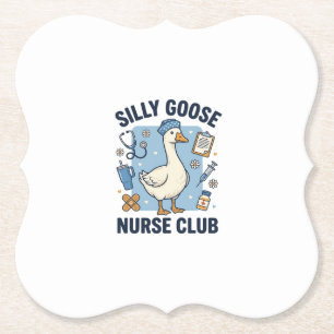 Silly Goose Nurse Club Funny Nurse Vector Design_1 Paper Coaster