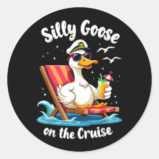 Silly Goose On The Cruise Funny Cruise Captain Classic Round Sticker