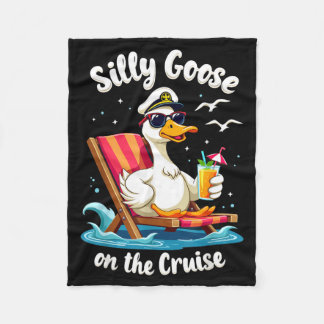 Silly Goose On The Cruise Funny Cruise Captain Fleece Blanket