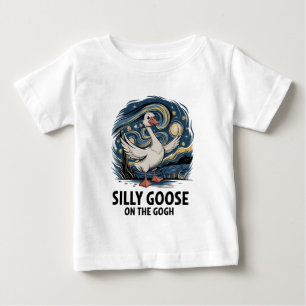 Silly Goose on the Gogh Funny Parody Geese Bird Baby T-Shirt
