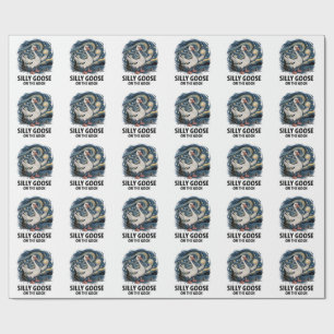 Silly Goose on the Gogh Funny Parody Geese Bird Wrapping Paper