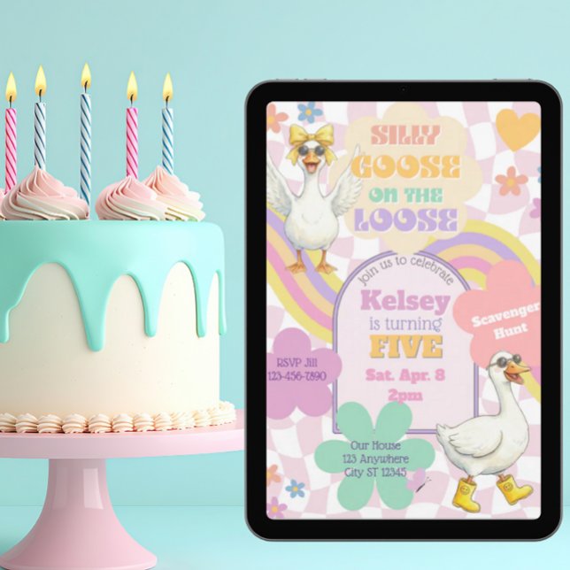 Silly Goose on the Loose Birthday Invitation (Creator Uploaded)