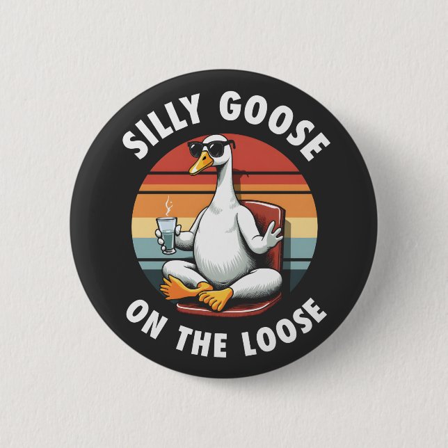 Silly Goose on the Loose Meditation Yoga Retro 6 Cm Round Badge (Front)