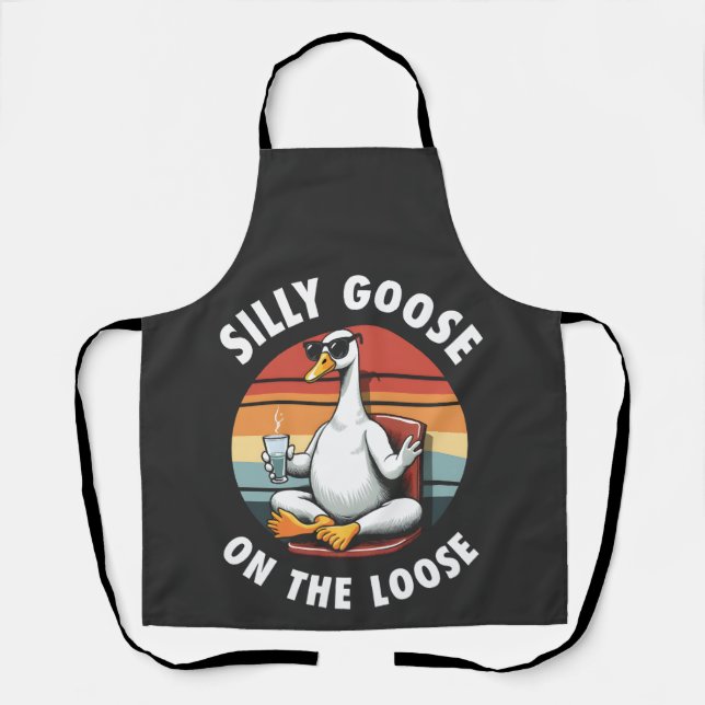 Silly Goose on the Loose Meditation Yoga Retro Apron (Front)