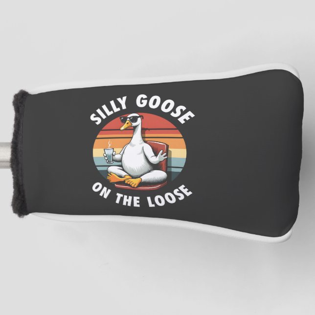 Silly Goose on the Loose Meditation Yoga Retro Golf Head Cover (Front)