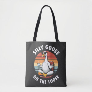 Silly Goose on the Loose Meditation Yoga Retro Tote Bag