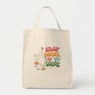 Silly Goose On The Loose Retro Groovy Silly Goose Tote Bag