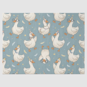 Silly Goose Party – Blue Background with Feathers Tissue Paper