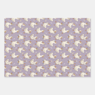 Silly Goose Party – Cartoon Goose Design Wrapping Paper Sheet