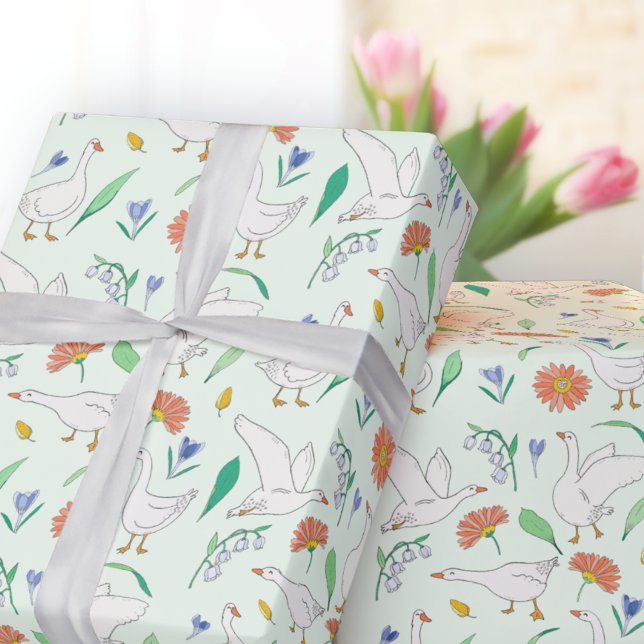 Silly Goose Party Green Wrapping Paper (Creator Uploaded)