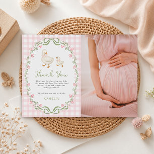 Silly Goose Pink Baby Girl Shower Photo Thank You Card