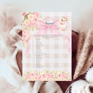 Silly Goose Pink Baby Shower Name the Baby Animal 
