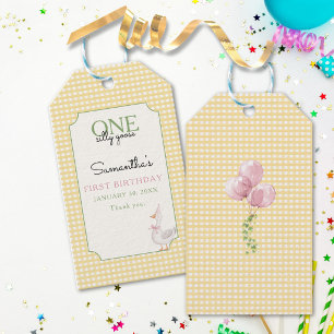 Silly Goose Pink Balloons Birthday Gift Tags