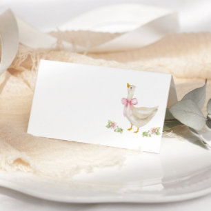 Silly Goose Pink Bow Baby Shower Place Cards