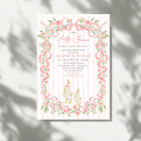 Silly Goose Pink Bow Floral Roses Baby Shower
