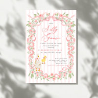 Silly Goose Pink Bow Floral Roses Baby Shower
