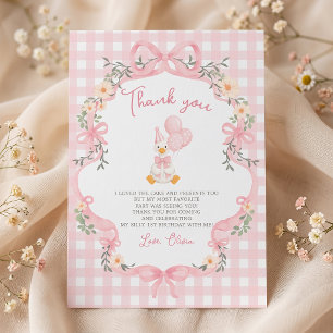 Silly Goose Pink Bow Girl Birthday Thank You Card