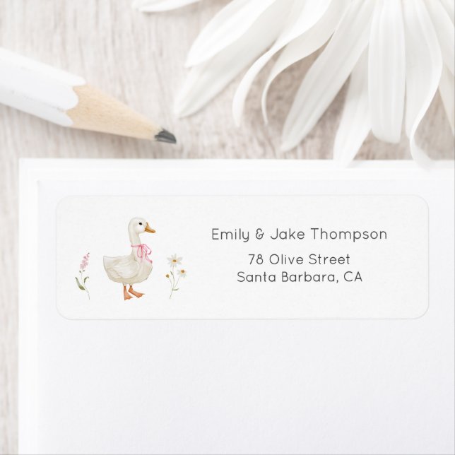 Silly Goose Pink Bow  Return Address Label (Insitu)