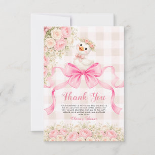 Silly Goose Pink Bow Rose Girl Baby Shower Thank You Card