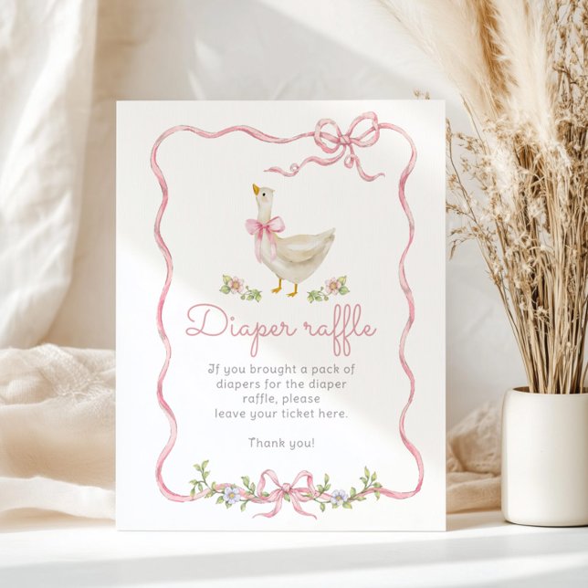 Silly Goose pink bow vintage Diaper Raffle Poster (Creator Uploaded)