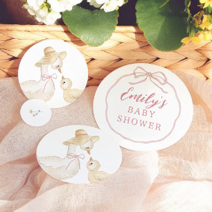 Silly Goose Pink Bow Wildflower Baby Shower Confetti