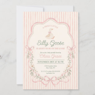 Silly Goose Pink Floral Baby Shower Invitation