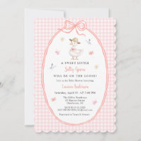 Silly Goose Pink gingham Baby girl Baby shower